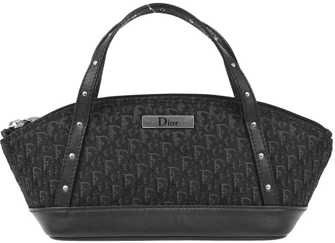 Dior Christian Dior Street Chic Handbag Diorissimo Canvas with Leather Zwart