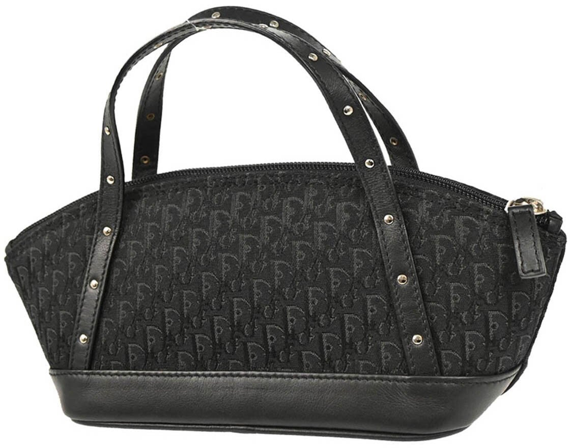 Dior Christian Dior Street Chic Handbag Diorissimo Canvas with Leather Zwart