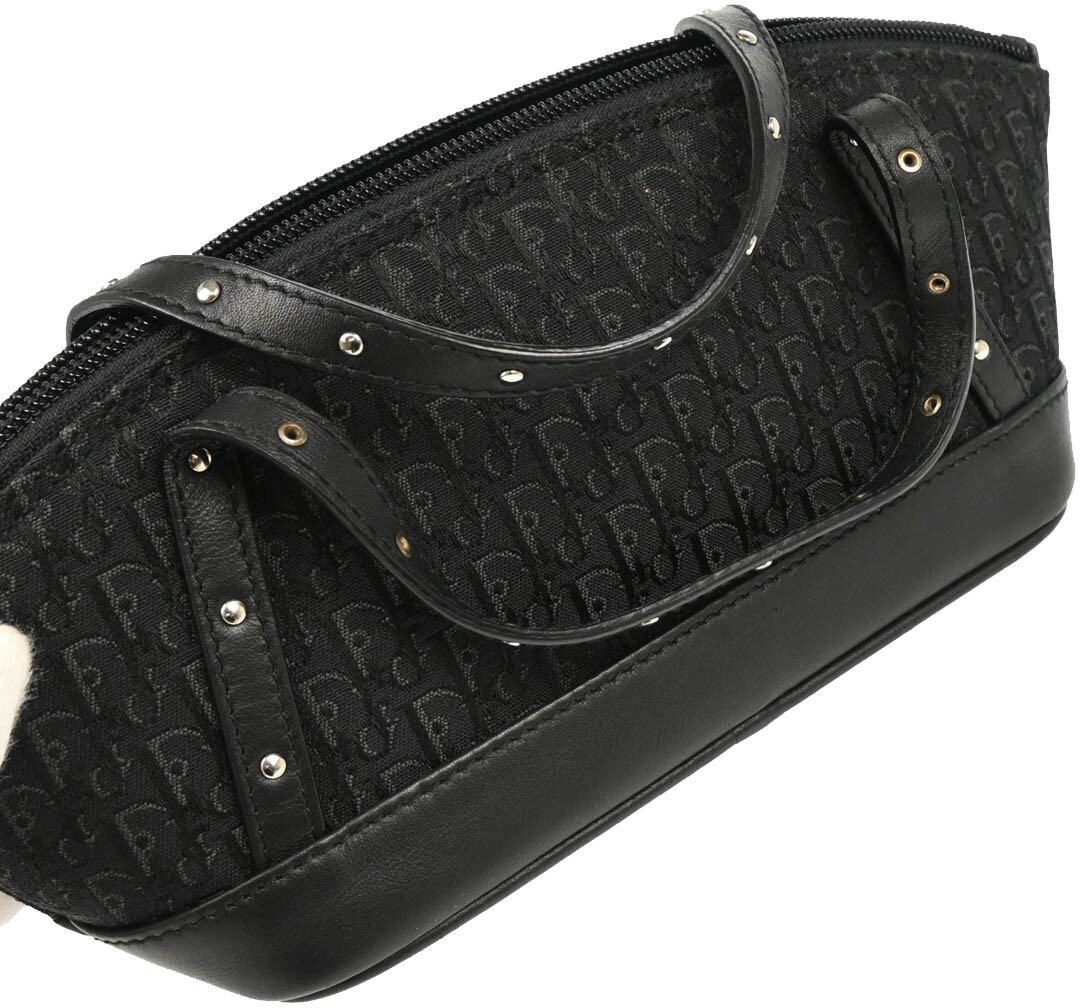 Dior Christian Dior Street Chic Handbag Diorissimo Canvas with Leather Zwart