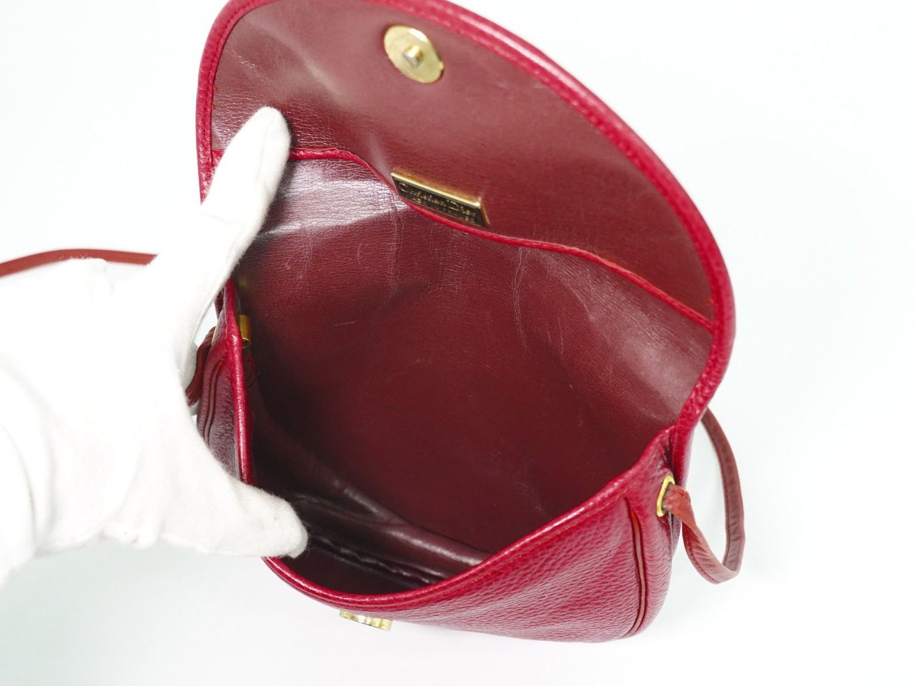 Dior Christian Dior Vintage Shoulder Bag Leather Rood