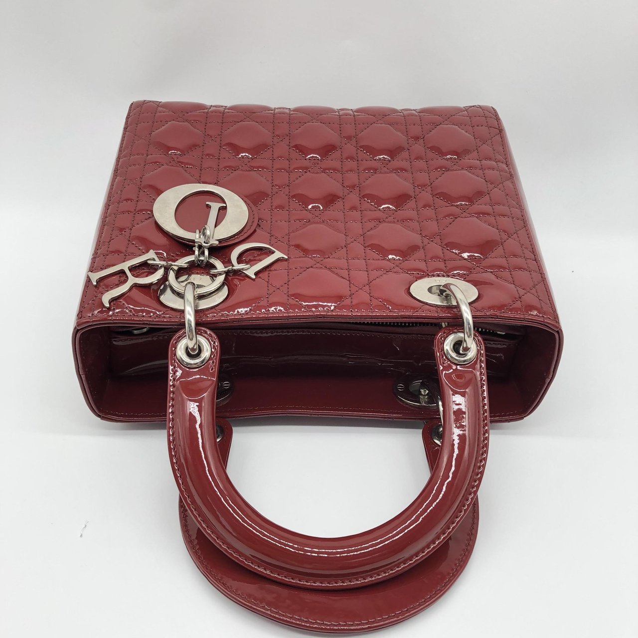 Dior Christian Dior Vintage Lady Dior Cannage Quilt Patent Medium Divers