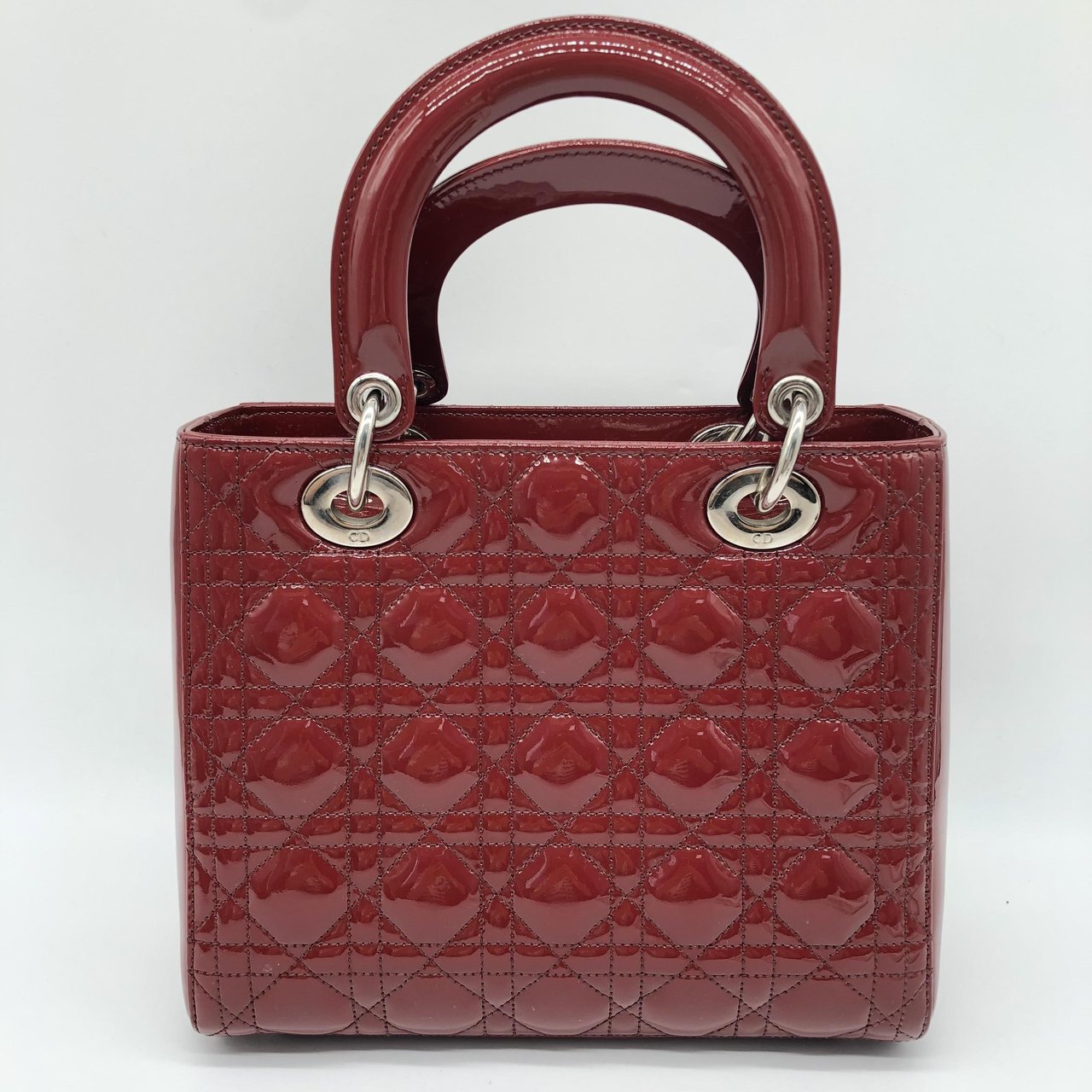 Dior Christian Dior Vintage Lady Dior Cannage Quilt Patent Medium Divers