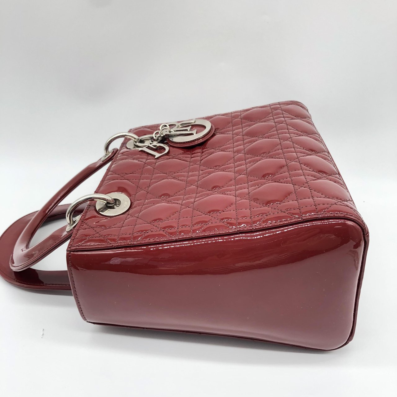 Dior Christian Dior Vintage Lady Dior Cannage Quilt Patent Medium Divers