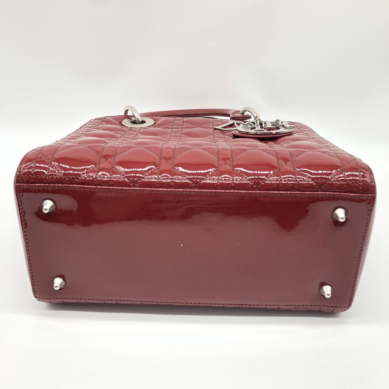 Dior Christian Dior Vintage Lady Dior Cannage Quilt Patent Medium Divers