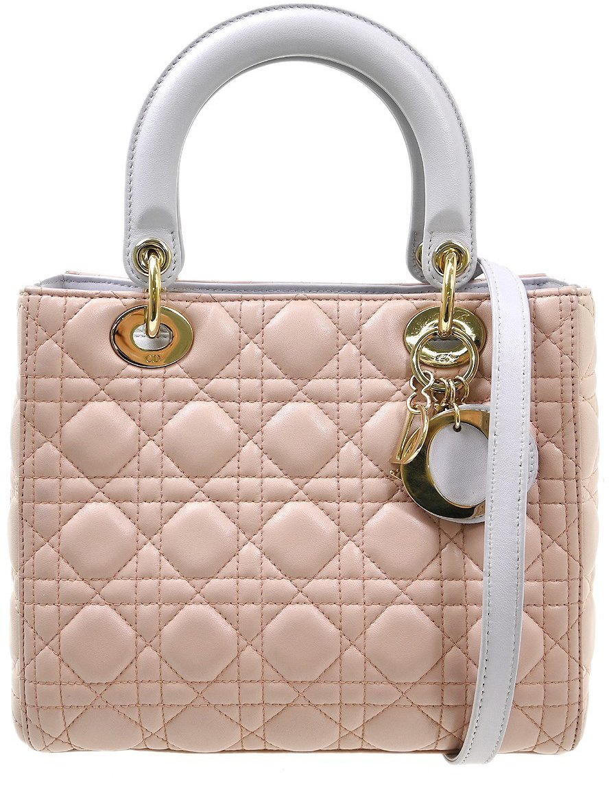 Dior Christian Dior Lady Dior Cannage Quilt Lambskin Medium Beige