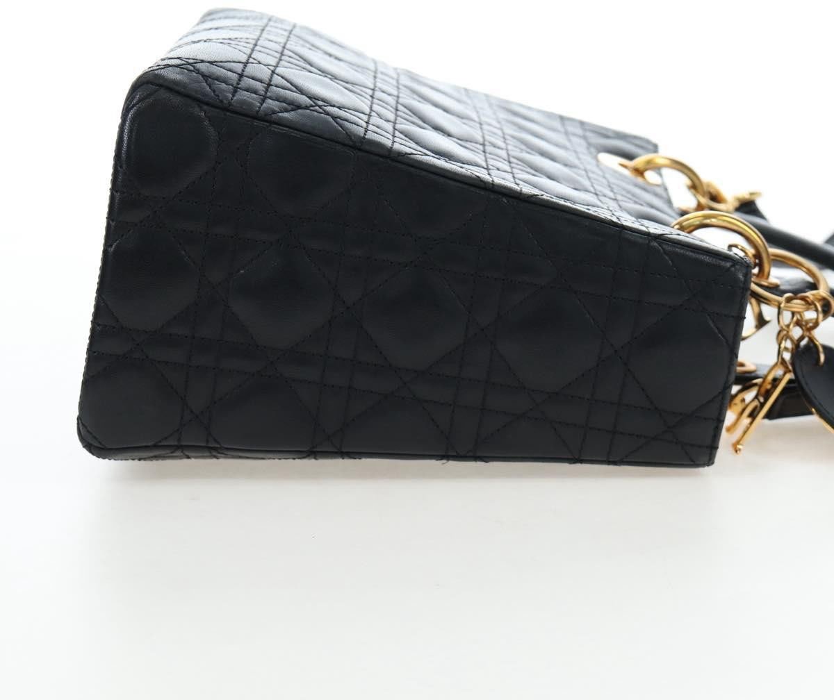 Dior Christian Dior Lady Dior Cannage Quilt Lambskin Medium Zwart