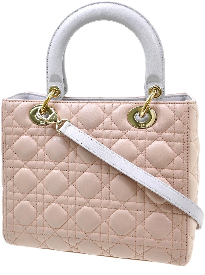 Dior Christian Dior Lady Dior Cannage Quilt Lambskin Medium Beige