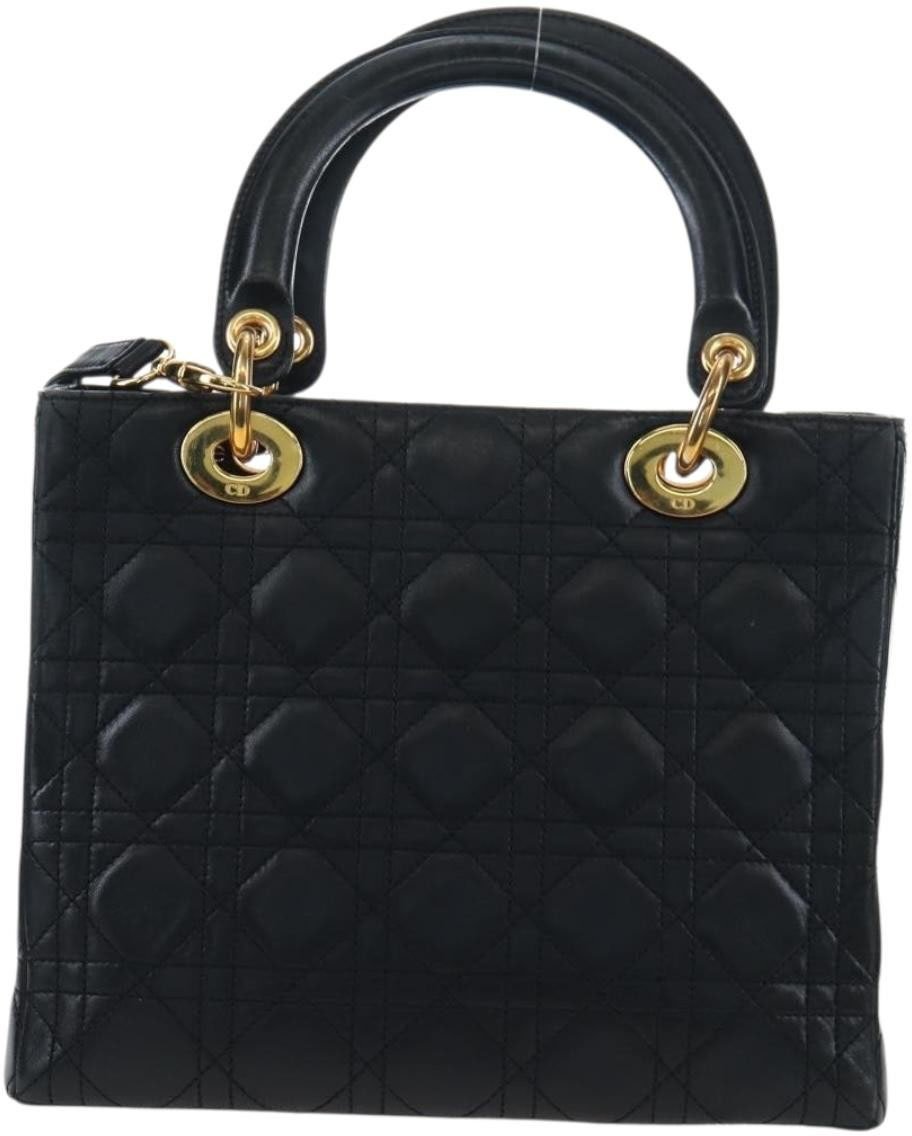 Dior Christian Dior Lady Dior Cannage Quilt Lambskin Medium Zwart
