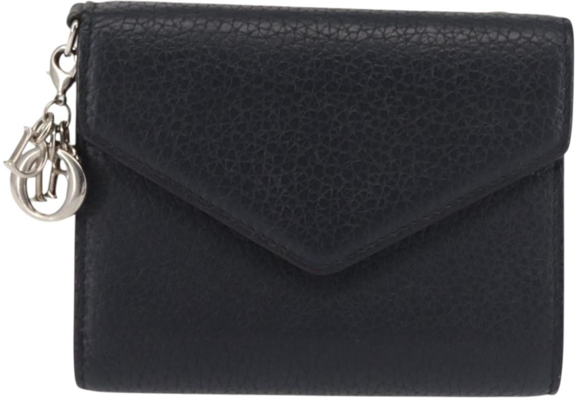 Dior Christian Dior Diorissimo Envelope Wallet Leather Medium Navy