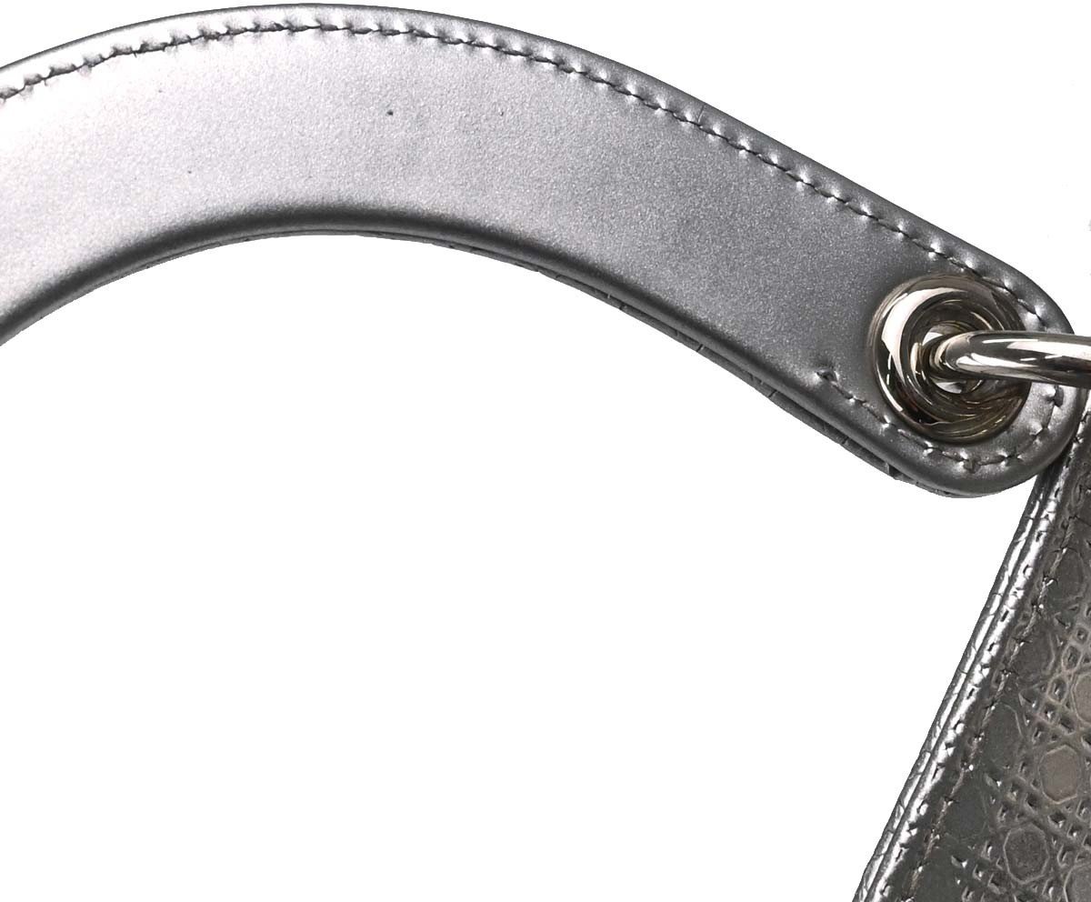 Dior Christian Dior Lady Dior Micro Cannage Metallic Calfskin Medium Zilver