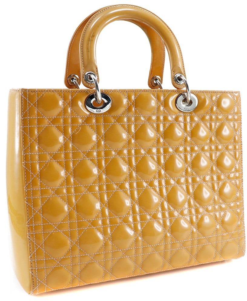 Dior Christian Dior Lady Dior Bag Patent Medium Zwart