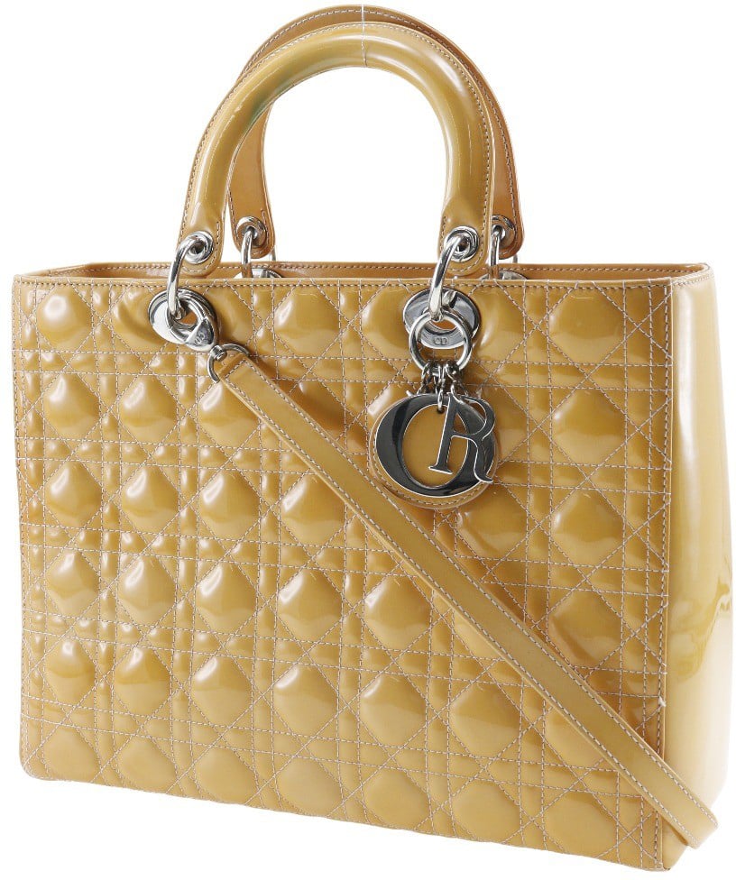 Dior Christian Dior Lady Dior Bag Patent Medium Zwart