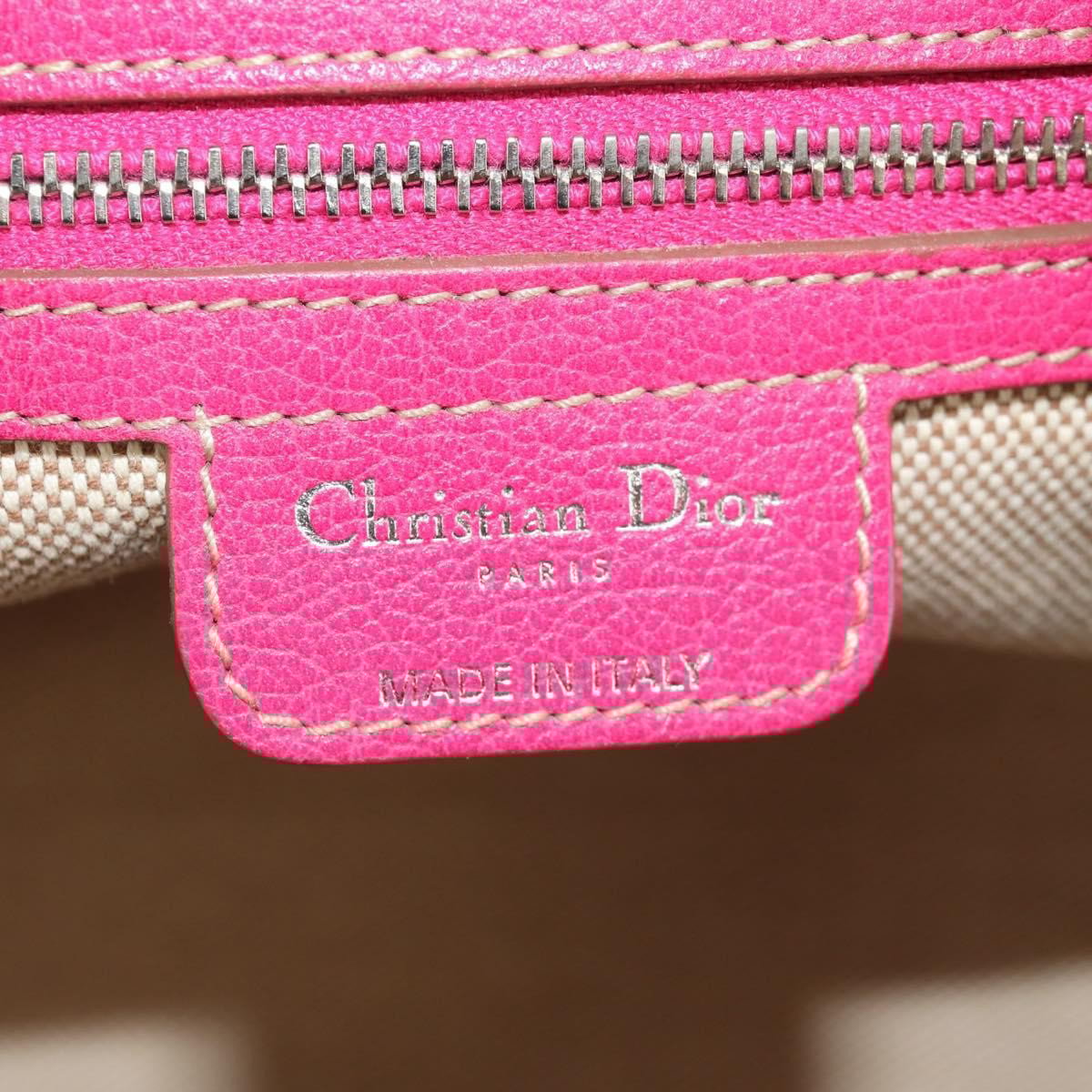 Dior Christian Dior Cannage Handbag Canvas Roze
