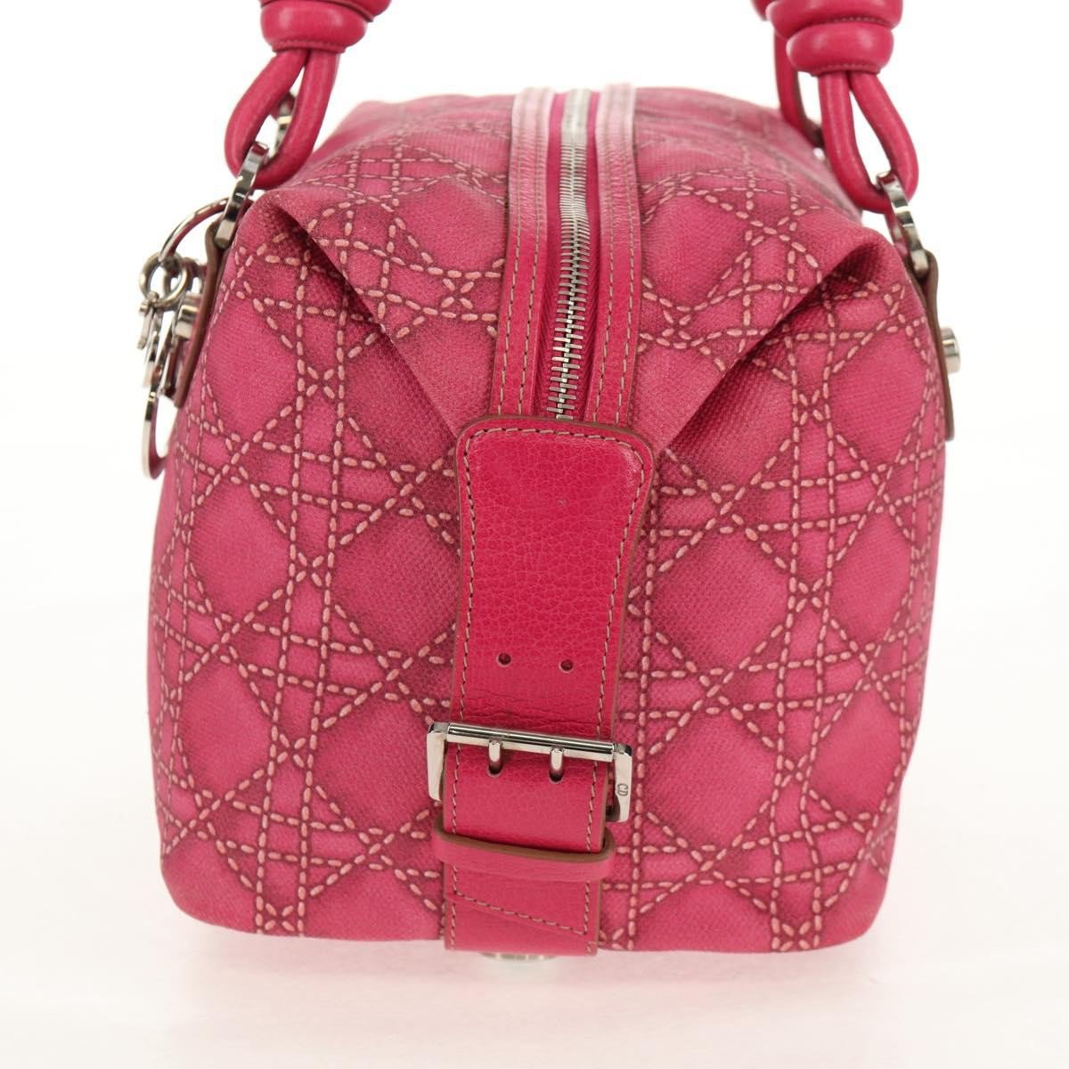 Dior Christian Dior Cannage Handbag Canvas Roze