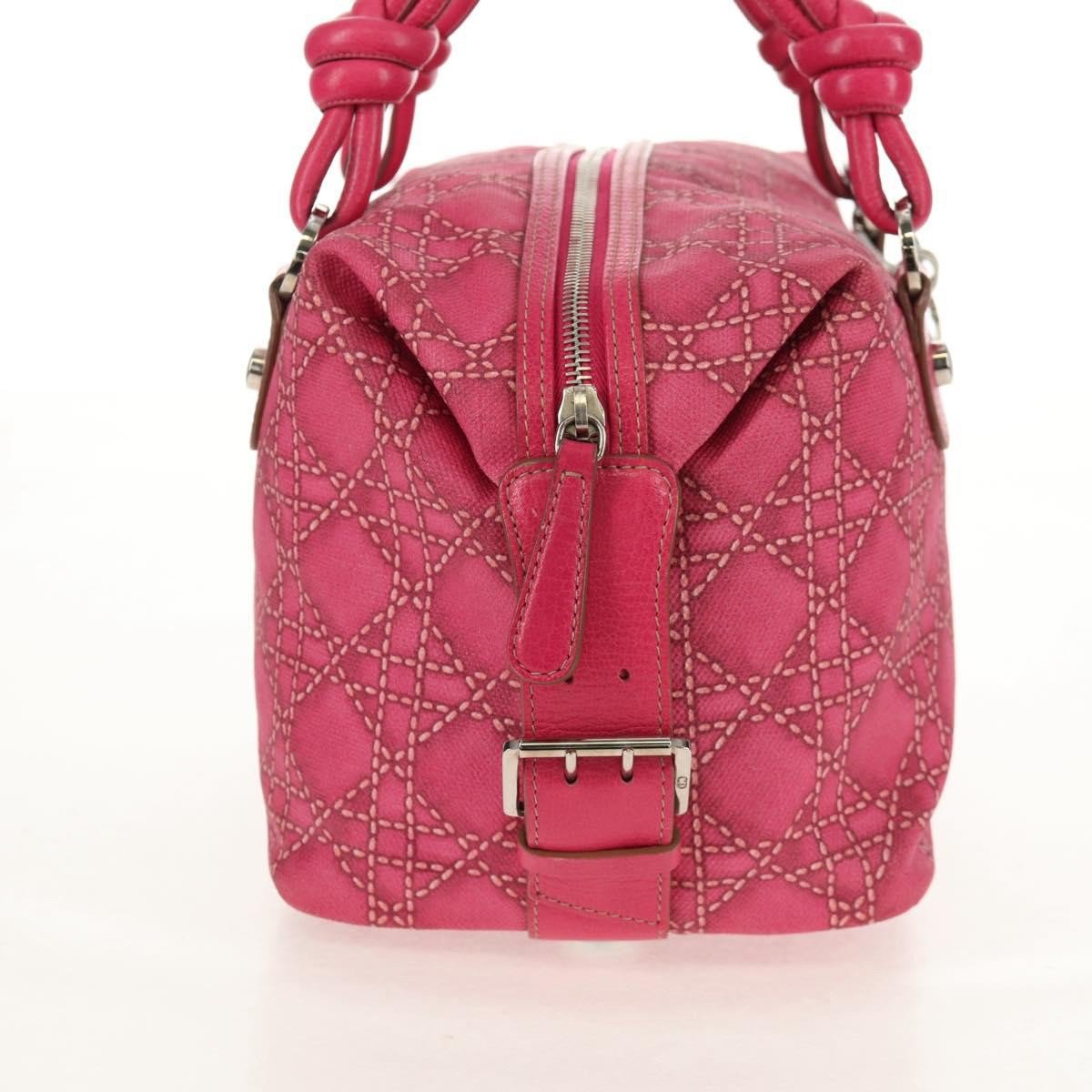 Dior Christian Dior Cannage Handbag Canvas Roze