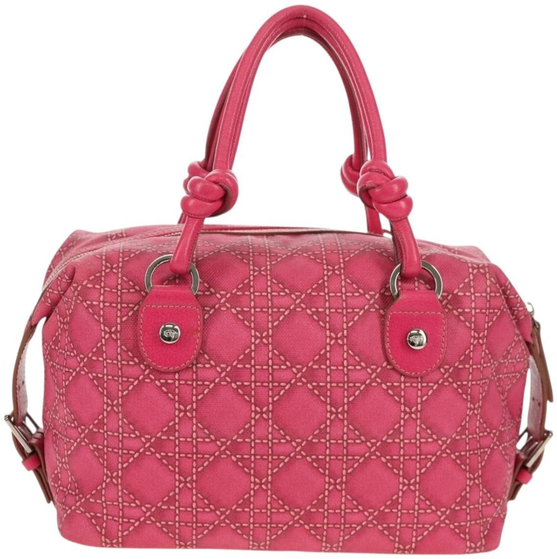 Dior Christian Dior Cannage Handbag Canvas Roze