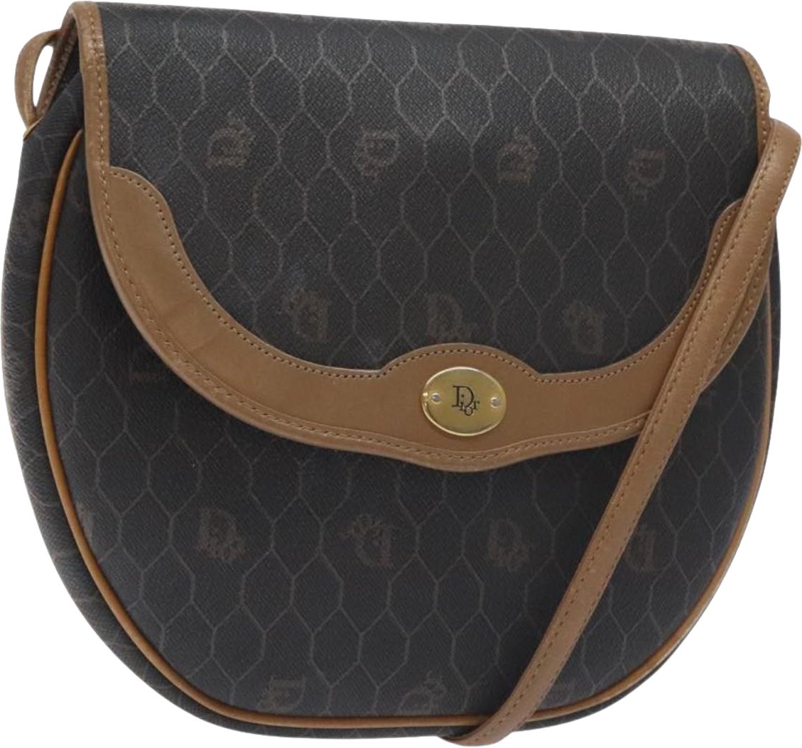Dior Christian Dior Vintage Honeycomb Flap Coated Canvas Zwart