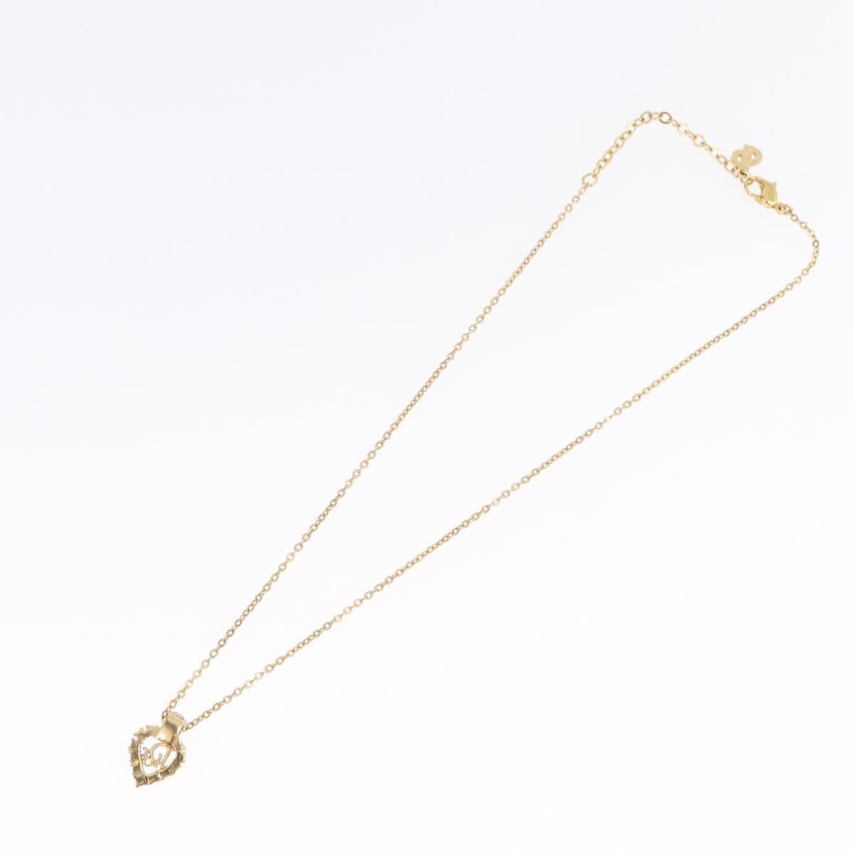 Dior Christian Dior Vintage Dior Logo Necklace Metal and Crystal Goud