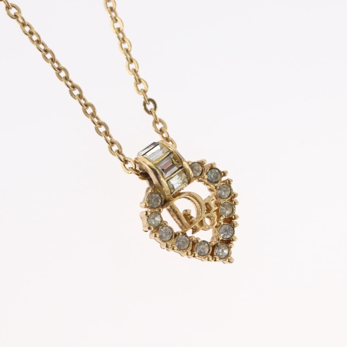 Dior Christian Dior Vintage Dior Logo Necklace Metal and Crystal Goud