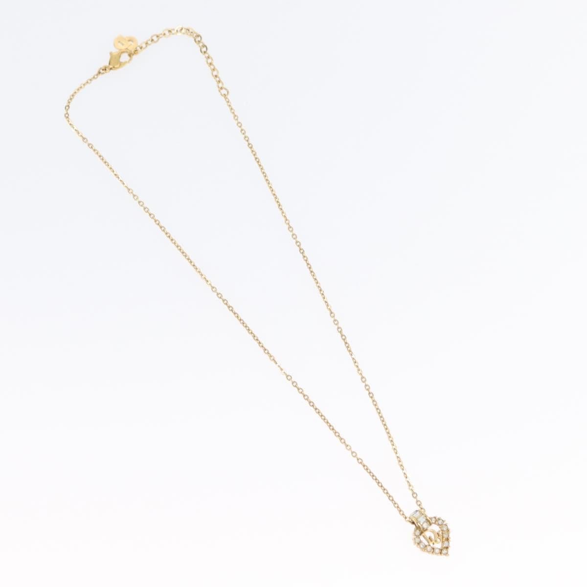 Dior Christian Dior Vintage Dior Logo Necklace Metal and Crystal Goud