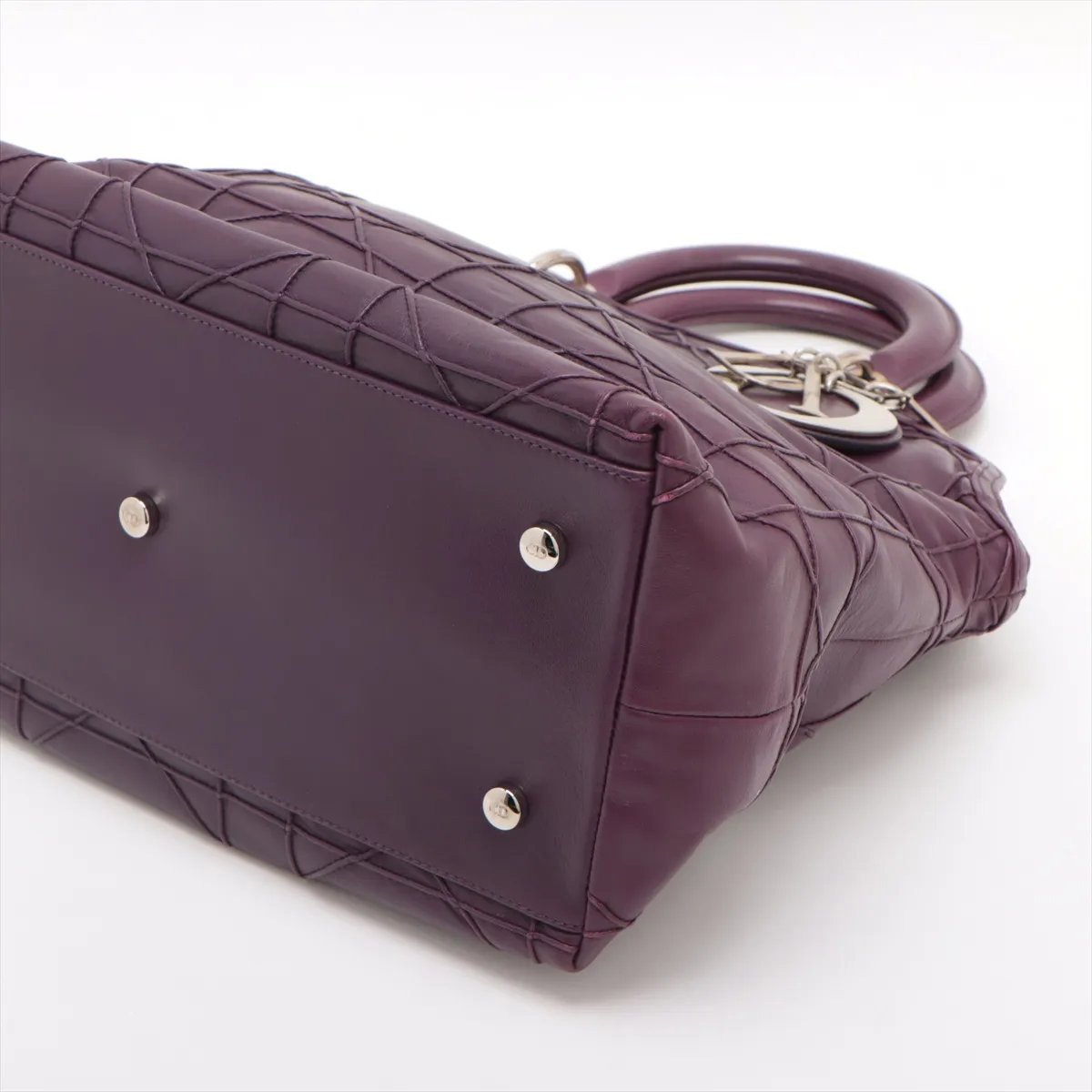 Dior Christian Dior Granville Satchel Leather Large Paars