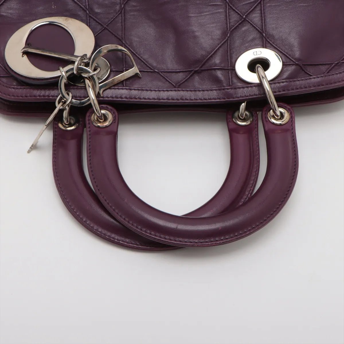Dior Christian Dior Granville Satchel Leather Large Paars