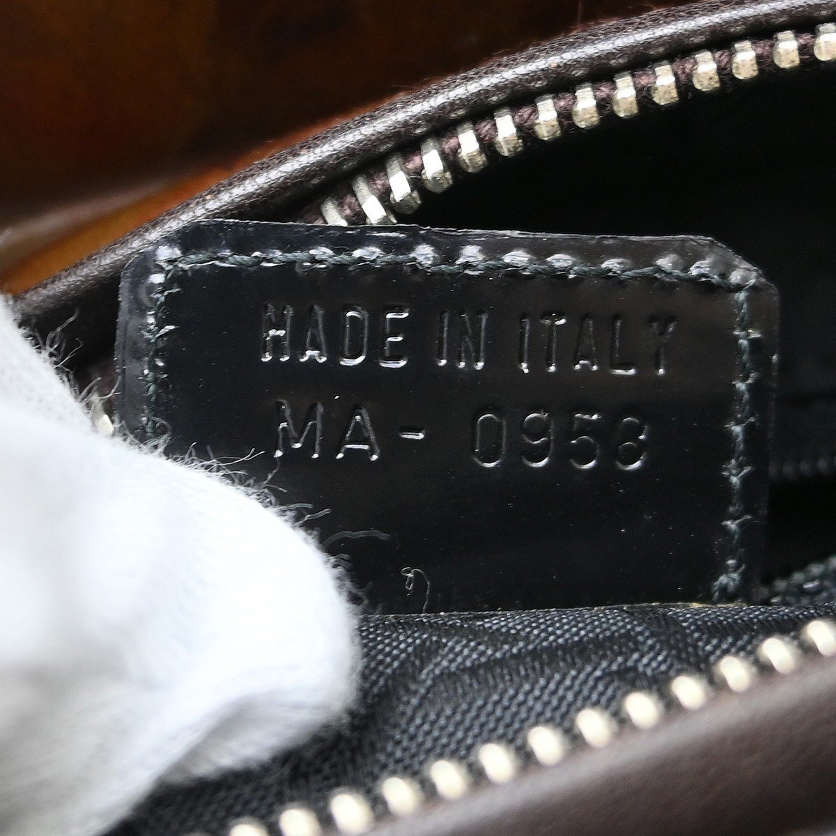 Dior Christian Dior Vintage Lady Dior Bag Patent Mini Bruin