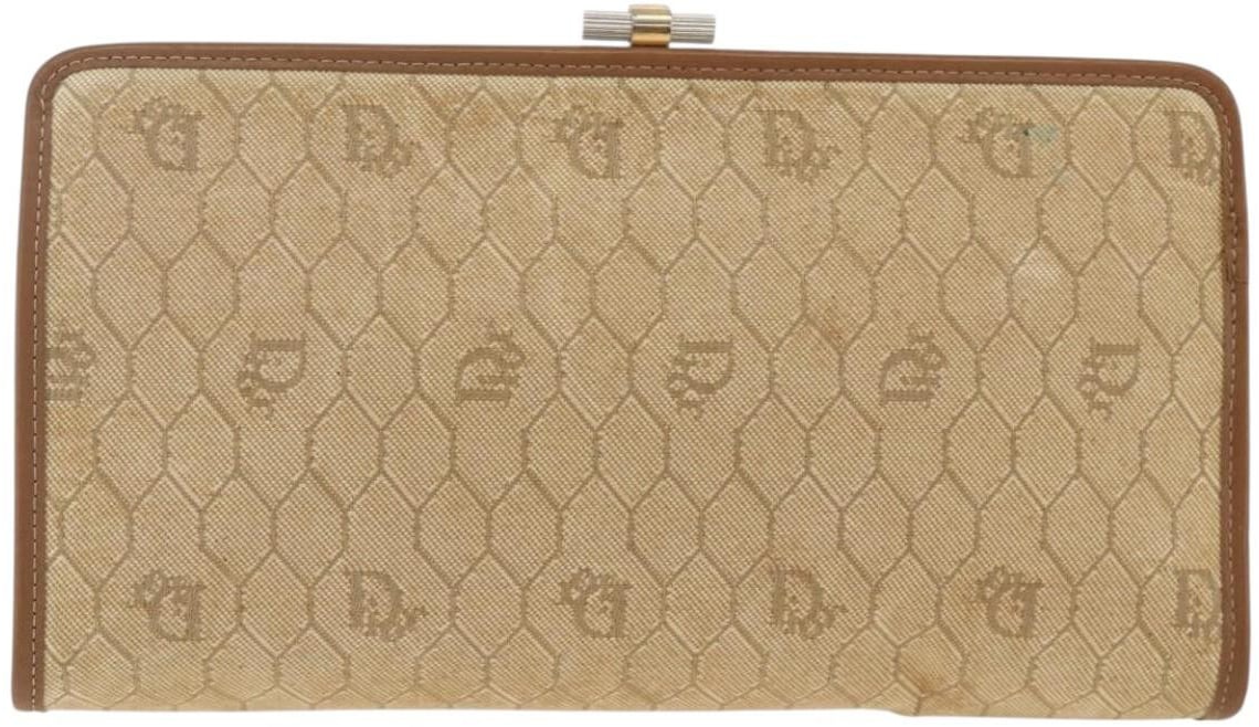 Dior Christian Dior Vintage honeycomb clutch Canvas Beige