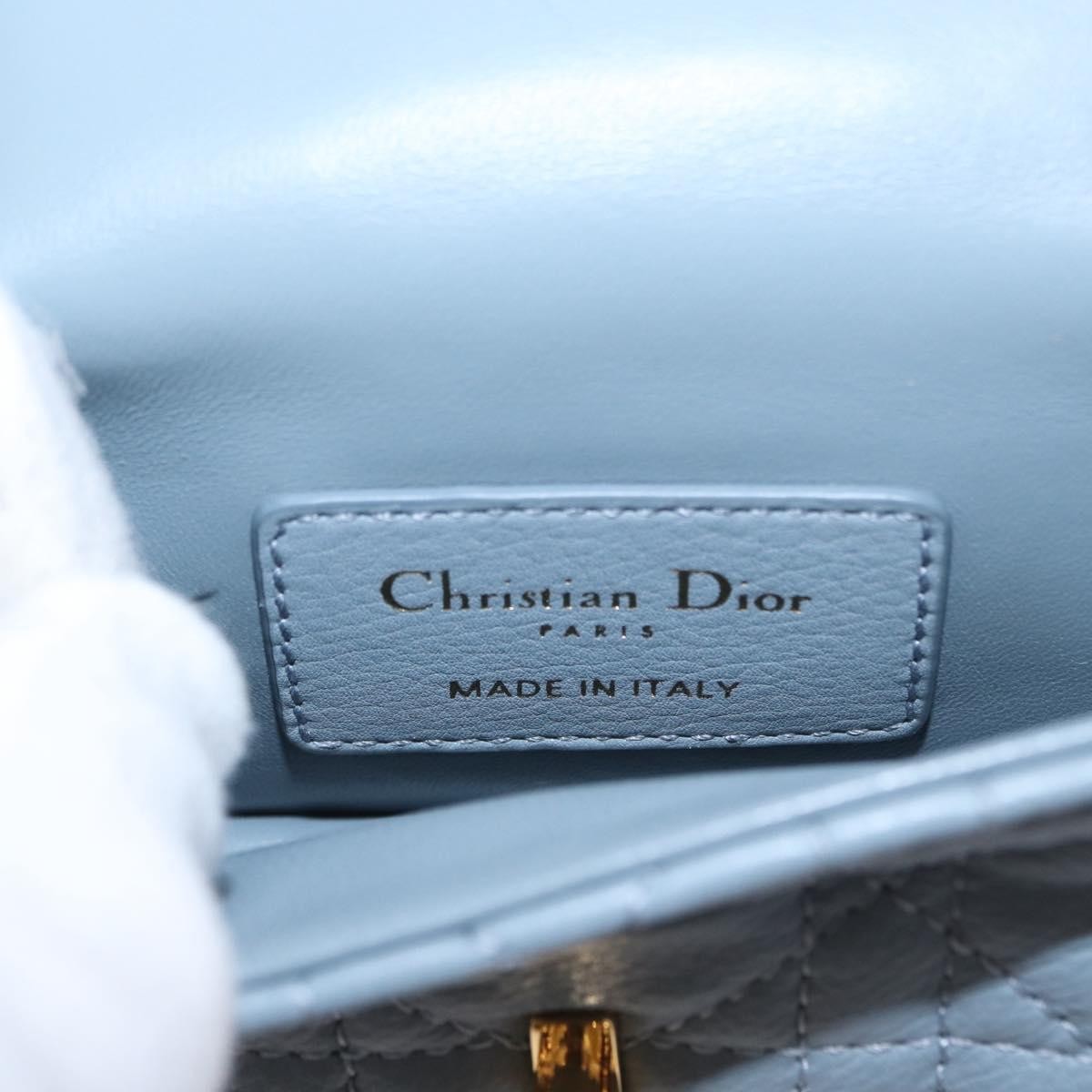 Dior Christian Dior Caro Bag Cannage Quilt Calfskin Micro Blauw