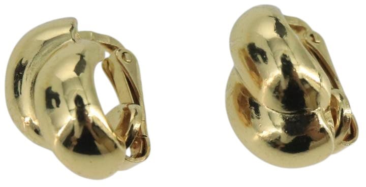 Dior Christian Dior Vintage Round Clip-On Earrings Metal with Crystals and Faux Pearls Goud