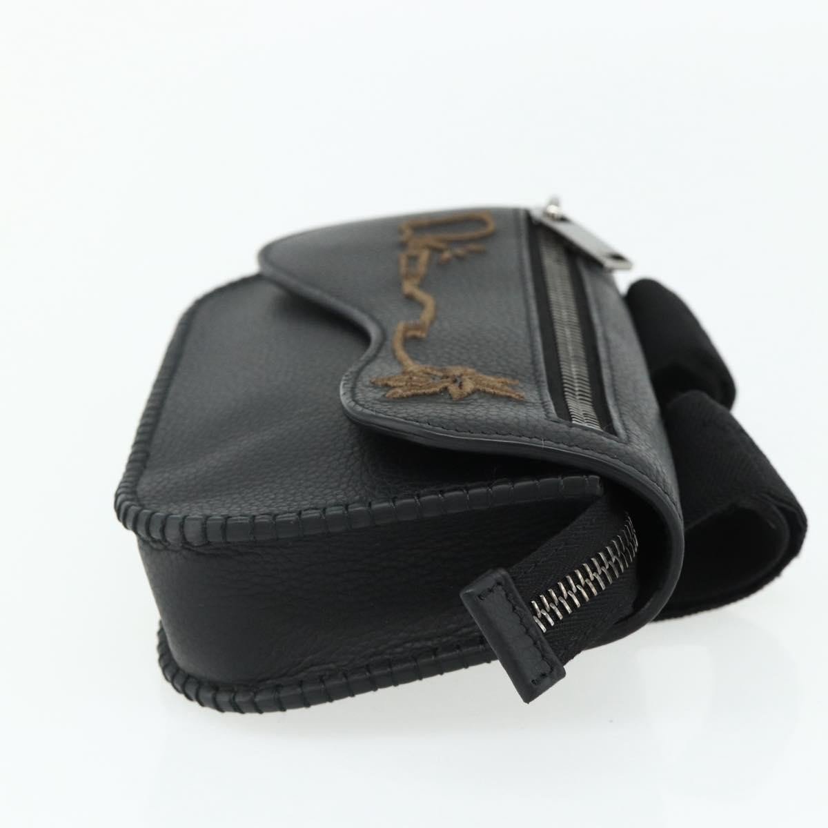 Dior Christian Dior Saddle Pouch Belt Leather Zwart