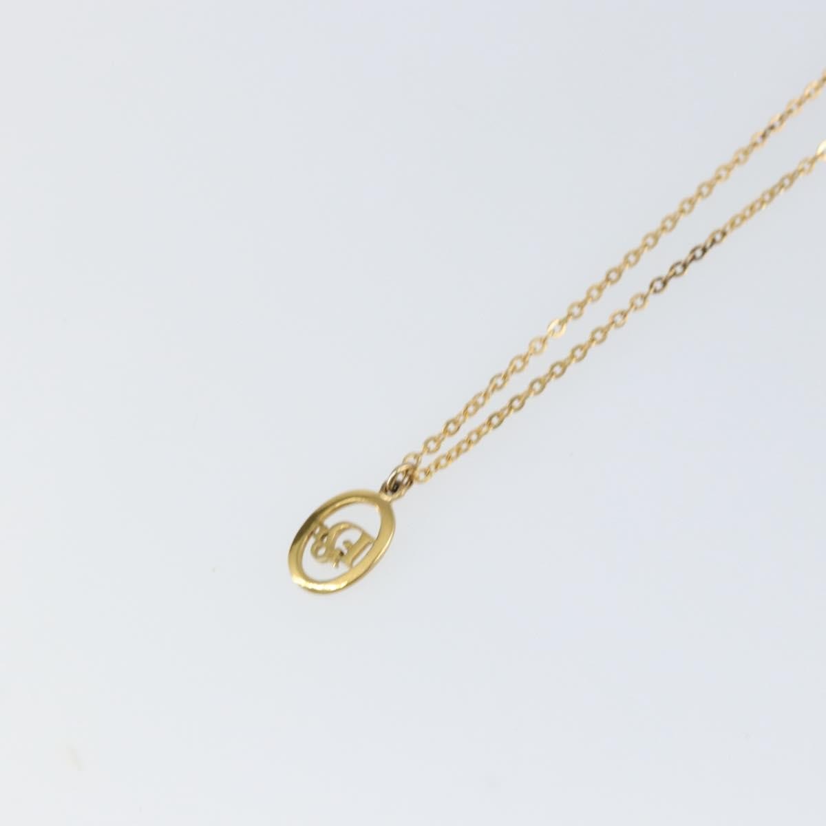 Dior Christian Dior Round Logo Pendant Necklace Metal Goud
