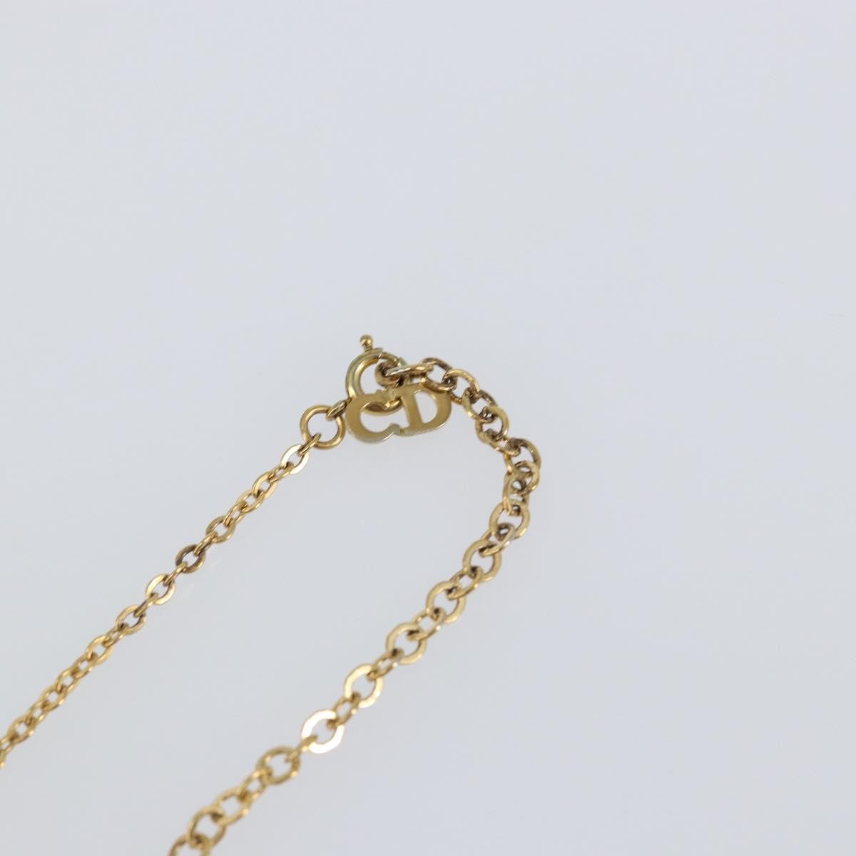 Dior Christian Dior Round Logo Pendant Necklace Metal Goud