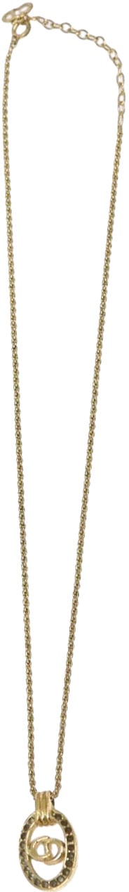 Dior Christian Dior CD Round Pendant Necklace Metal and Crystals Goud