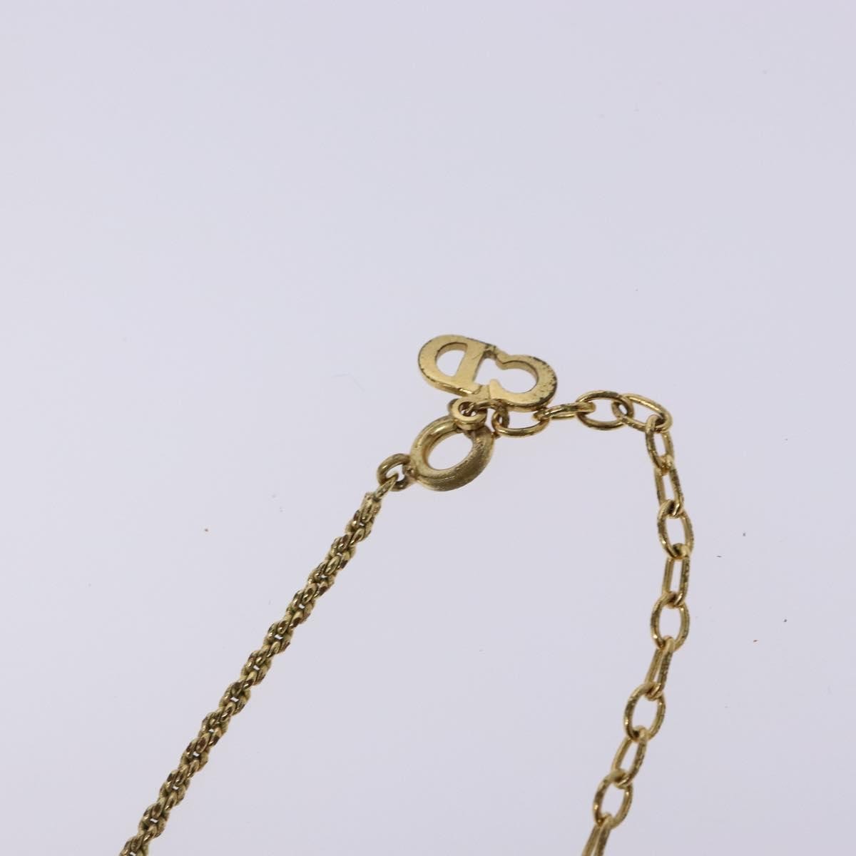 Dior Christian Dior CD Round Pendant Necklace Metal and Crystals Goud