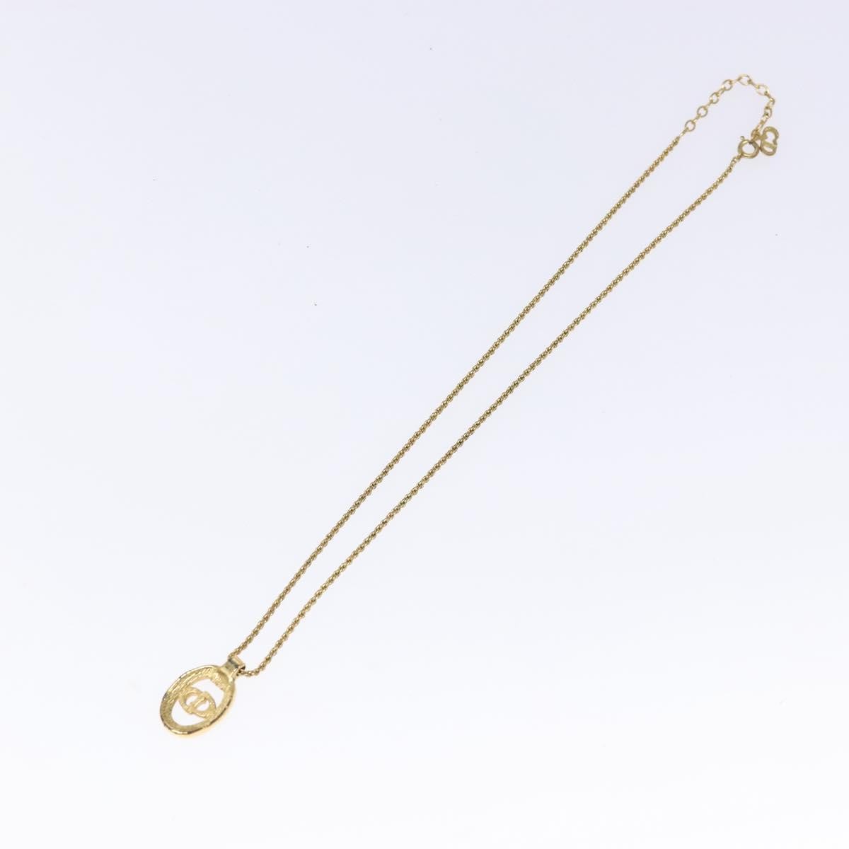 Dior Christian Dior CD Round Pendant Necklace Metal and Crystals Goud