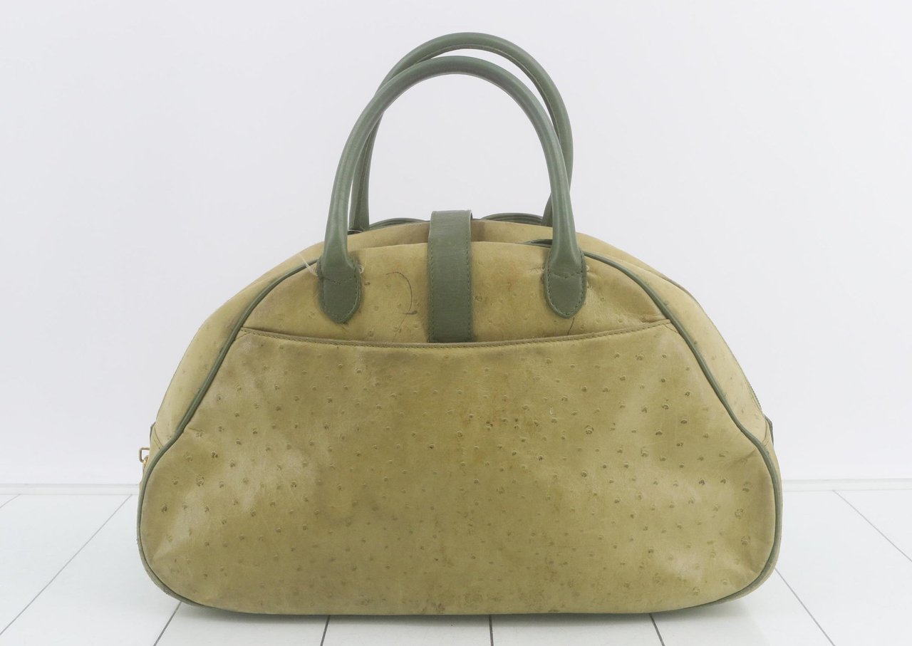 Dior Christian Dior Bowler Cannage Printed Canvas Medium Groen