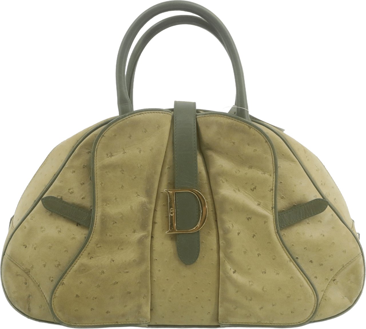 Dior Christian Dior Bowler Cannage Printed Canvas Medium Groen