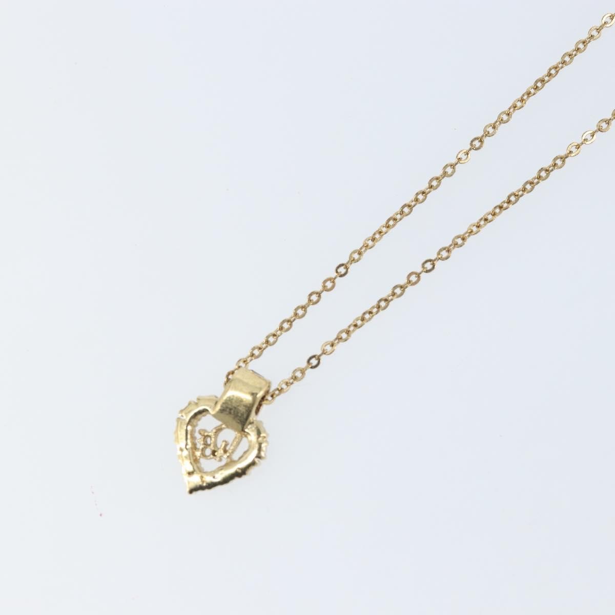 Dior Christian Dior Logo Heart Pendant Necklace Metal with Crystal Goud