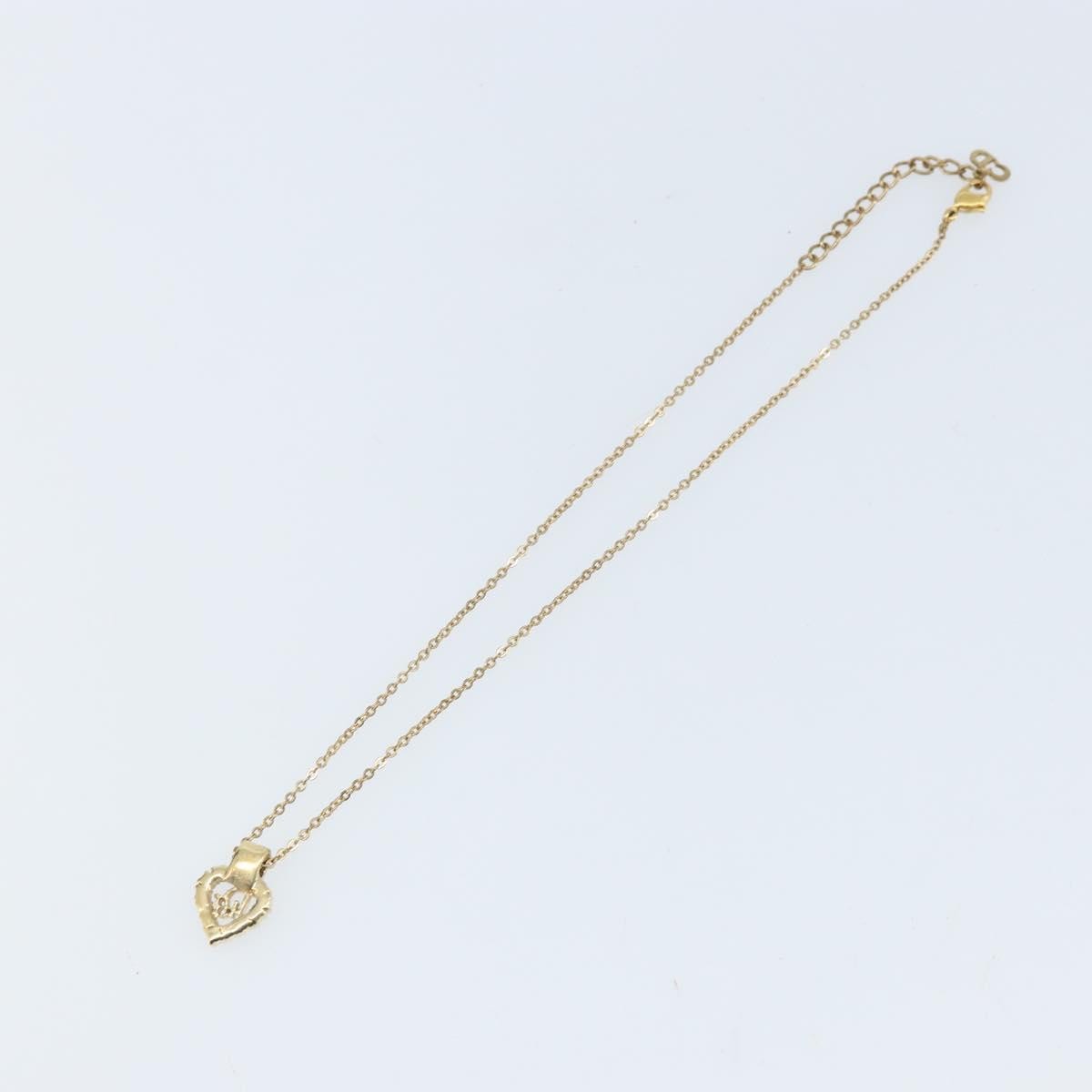 Dior Christian Dior Logo Heart Pendant Necklace Metal with Crystal Goud