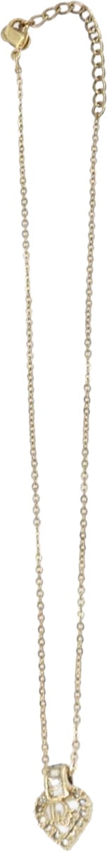 Dior Christian Dior Logo Heart Pendant Necklace Metal with Crystal Goud