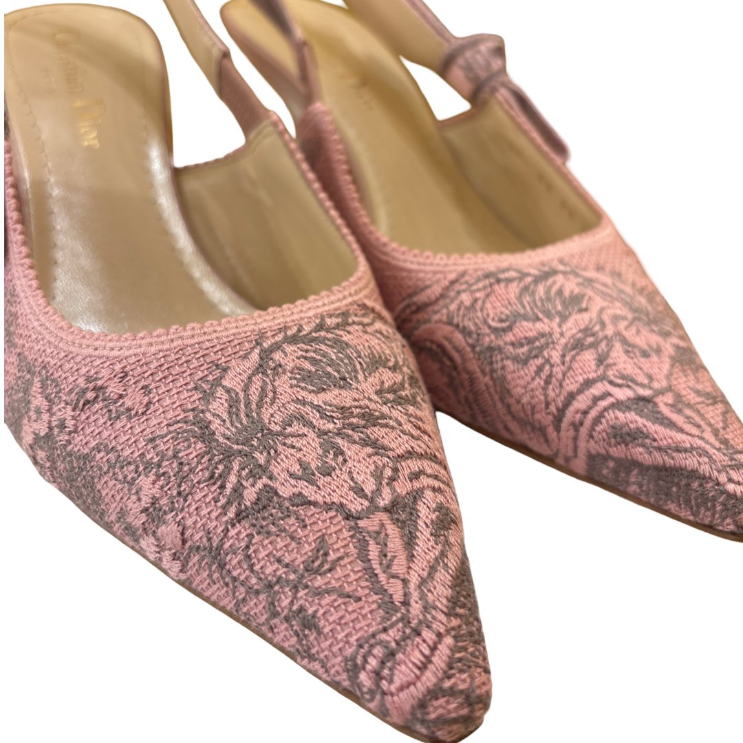 Dior Christian Dior Women's J'Adior Slingback Pumps Printed Fabric 65 Roze