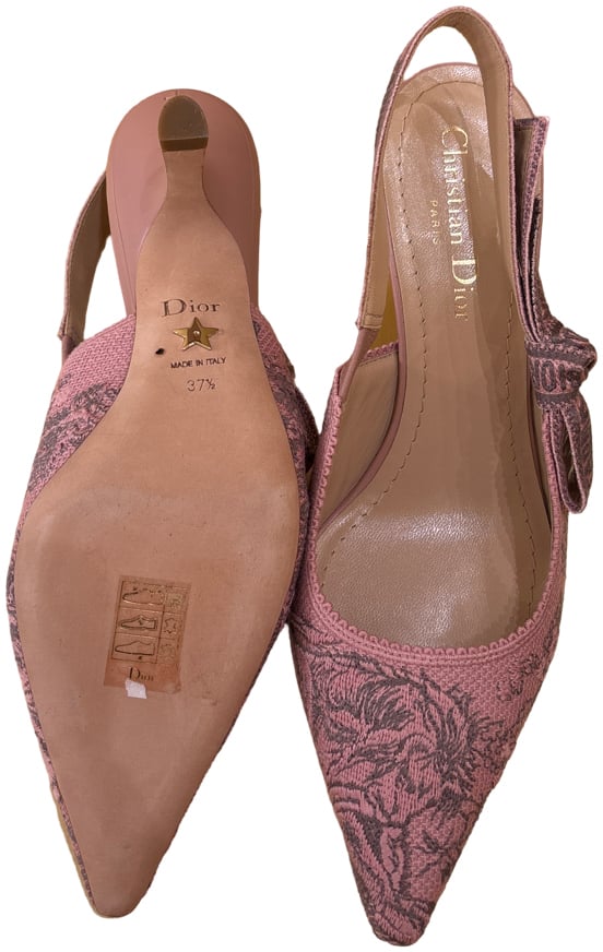 Dior Christian Dior Women's J'Adior Slingback Pumps Printed Fabric 65 Roze