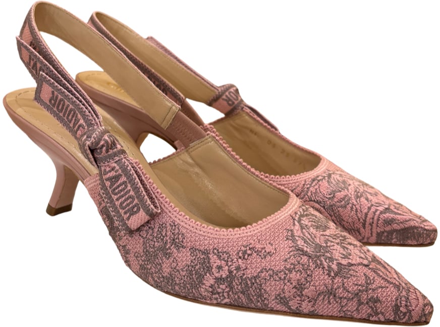 Dior Christian Dior Women's J'Adior Slingback Pumps Printed Fabric 65 Roze
