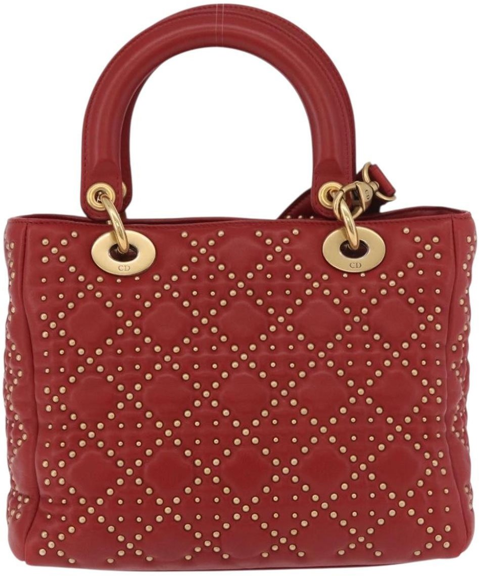 Dior Christian Dior Supple Lady Dior Bag Cannage Studded Lambskin Medium Rood