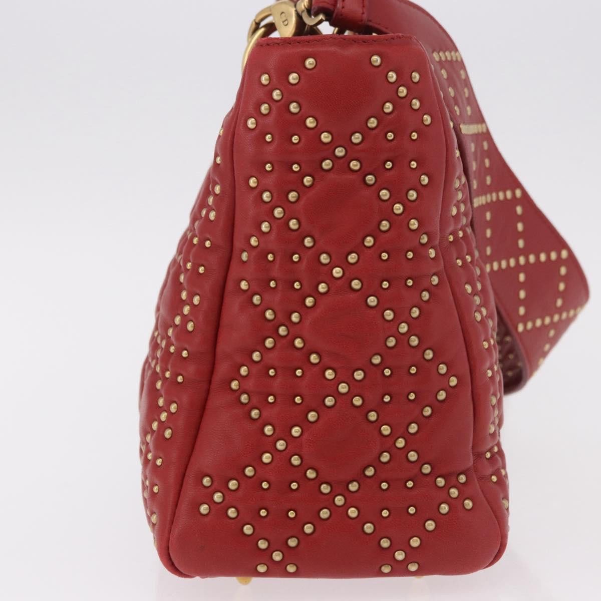 Dior Christian Dior Supple Lady Dior Bag Cannage Studded Lambskin Medium Rood