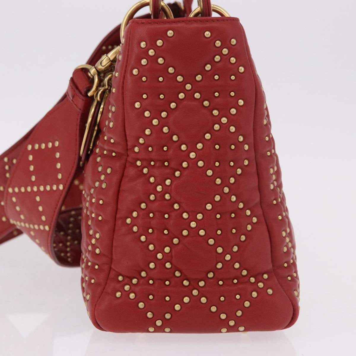 Dior Christian Dior Supple Lady Dior Bag Cannage Studded Lambskin Medium Rood