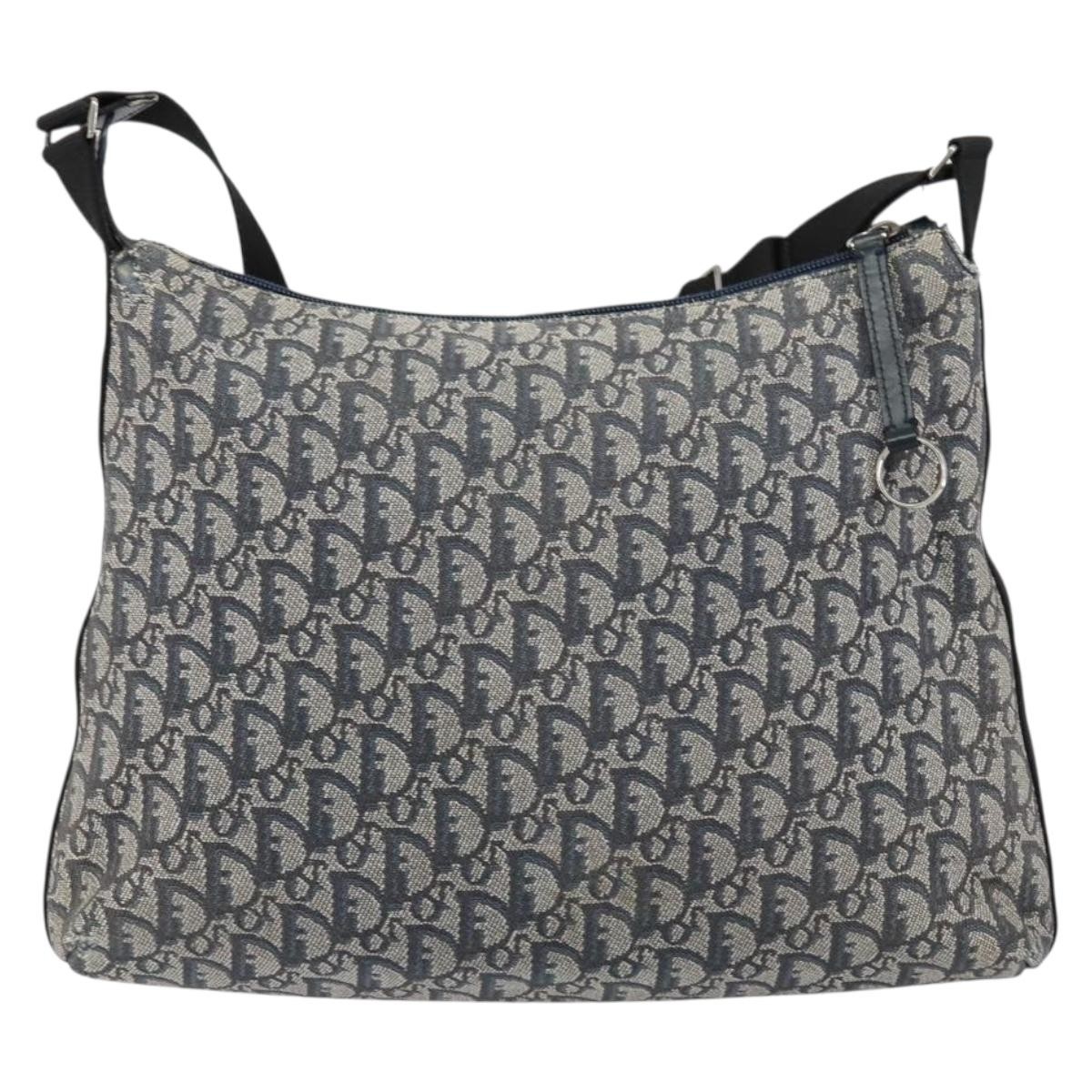 Dior Christian Dior Vintage Trotter Shoulder Bag Canvas Navy