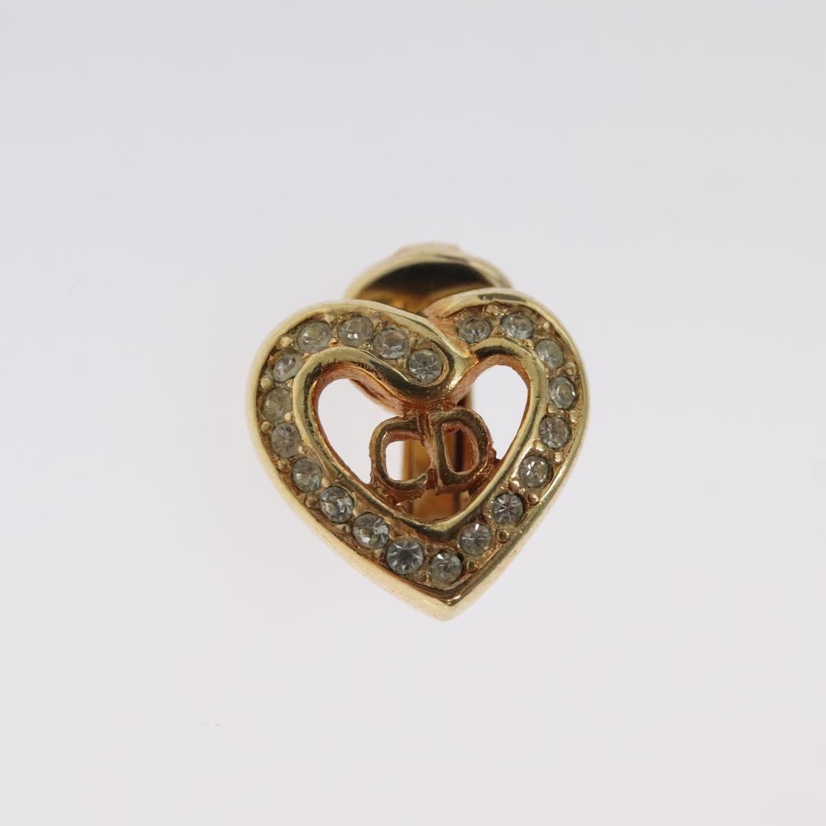 Dior Christian Dior CD Heart Clip-on Earrings Metal and Crystals Goud