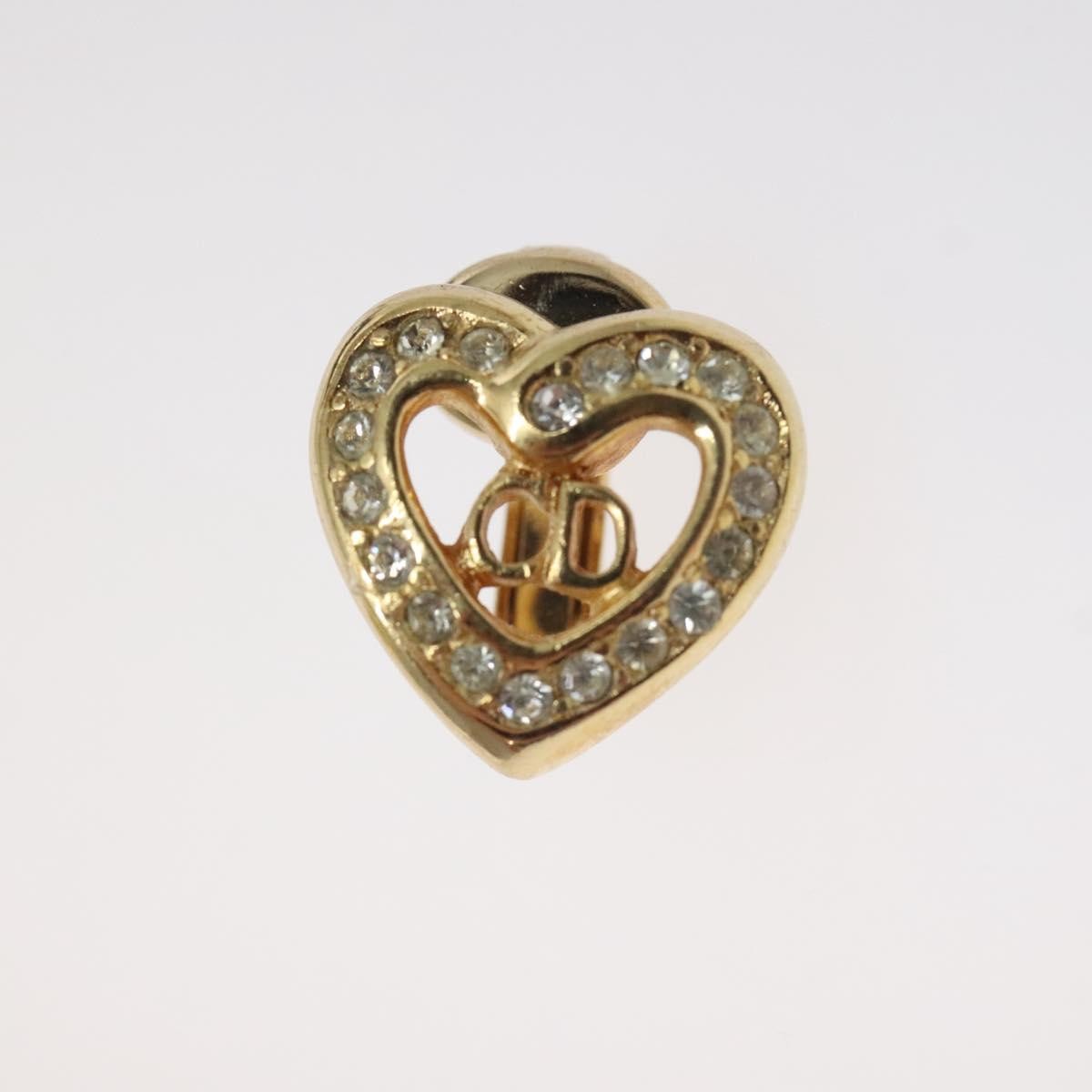 Dior Christian Dior CD Heart Clip-on Earrings Metal and Crystals Goud